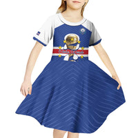 Personalized Cape Verde Football Kid Short Sleeve Dress 2026 Tubaroes Azuis First-ever World Cup - Wonder Print Shop
