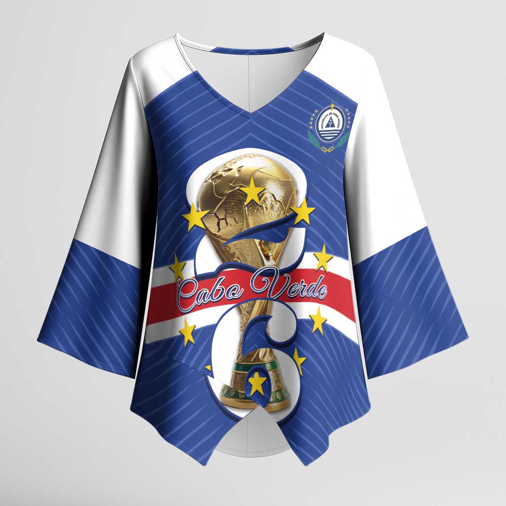 Personalized Cape Verde Football Kimono Sleeve Blouse 2026 Tubaroes Azuis First-ever World Cup - Wonder Print Shop