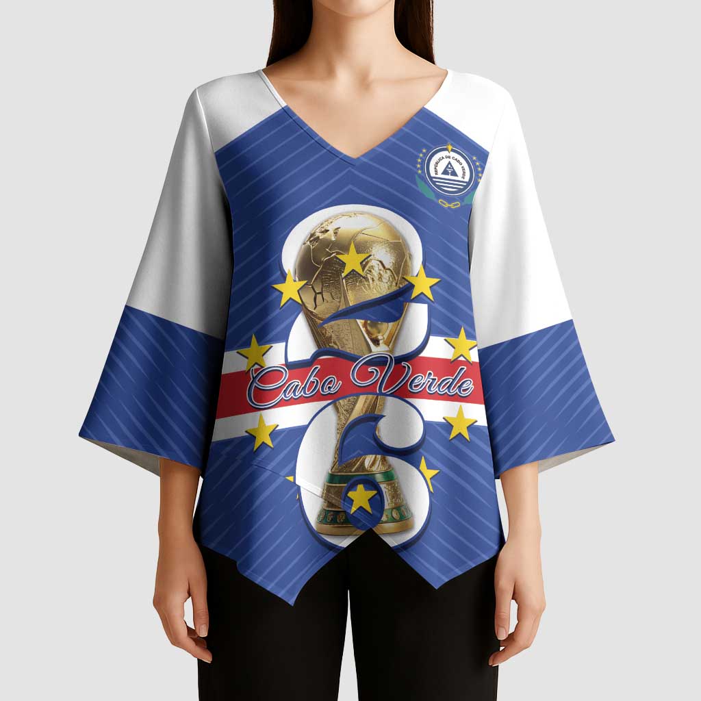 Personalized Cape Verde Football Kimono Sleeve Blouse 2026 Tubaroes Azuis First-ever World Cup - Wonder Print Shop
