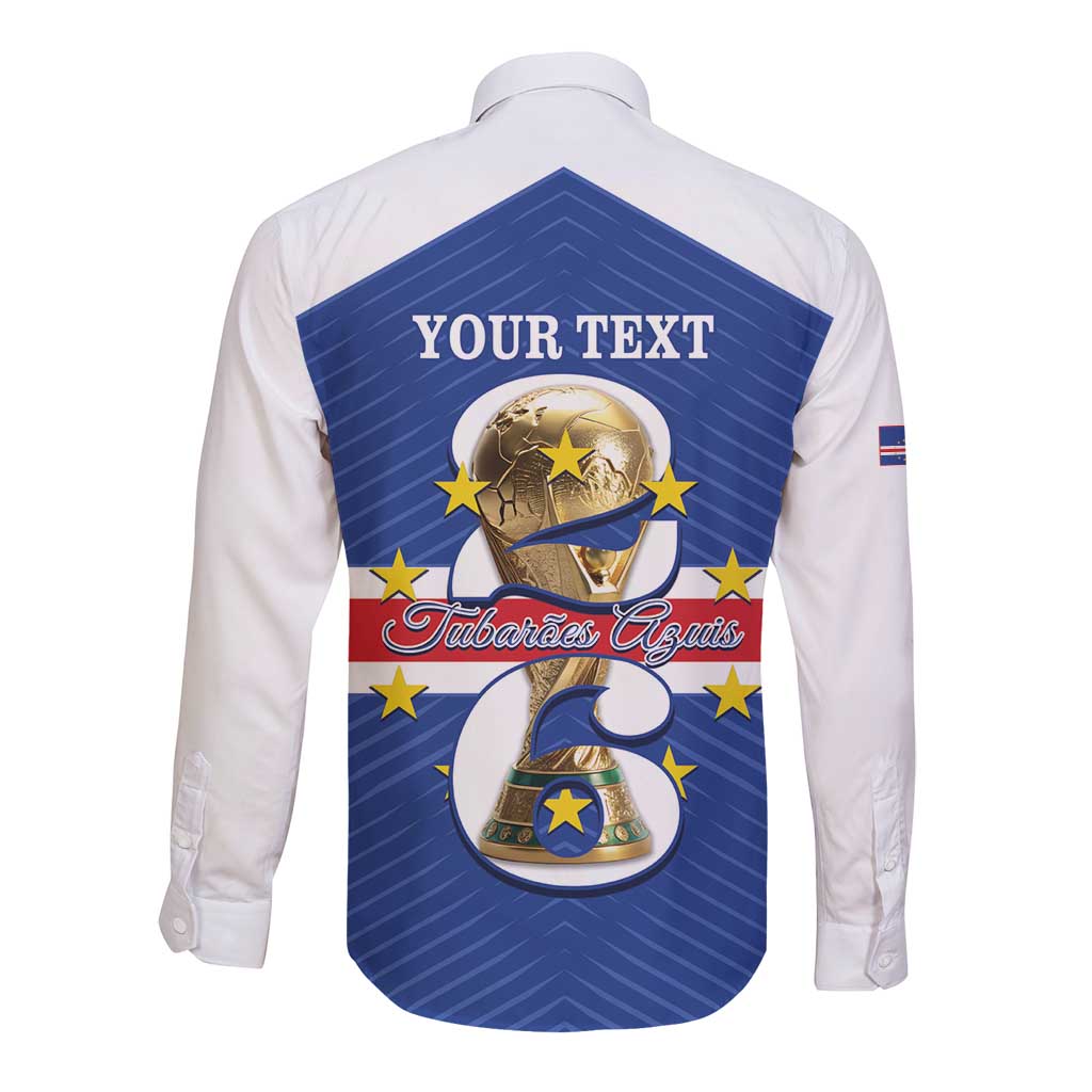 Personalized Cape Verde Football Long Sleeve Button Shirt 2026 Tubaroes Azuis First-ever World Cup - Wonder Print Shop