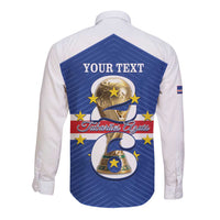 Personalized Cape Verde Football Long Sleeve Button Shirt 2026 Tubaroes Azuis First-ever World Cup - Wonder Print Shop
