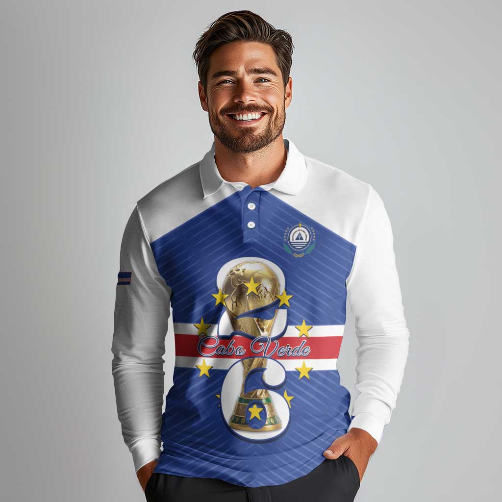 Personalized Cape Verde Football Long Sleeve Polo Shirt 2026 Tubaroes Azuis First-ever World Cup - Wonder Print Shop