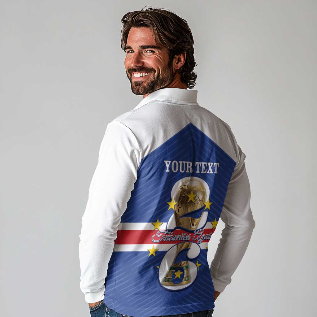 Personalized Cape Verde Football Long Sleeve Polo Shirt 2026 Tubaroes Azuis First-ever World Cup - Wonder Print Shop