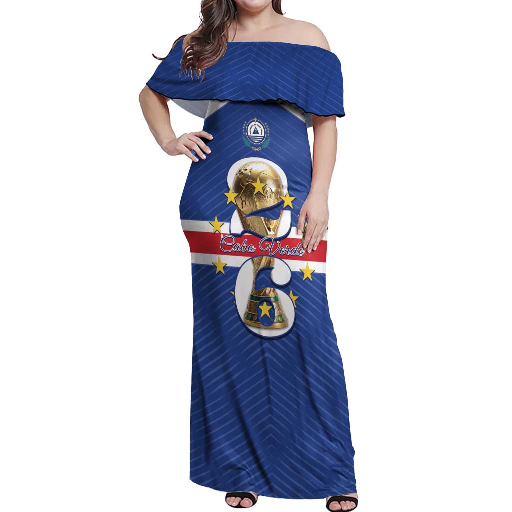 Personalized Cape Verde Football Off Shoulder Maxi Dress 2026 Tubaroes Azuis First-ever World Cup - Wonder Print Shop