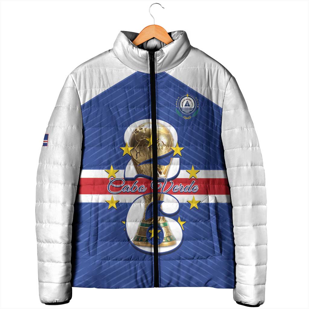 Personalized Cape Verde Football Padded Jacket 2026 Tubaroes Azuis First-ever World Cup - Wonder Print Shop