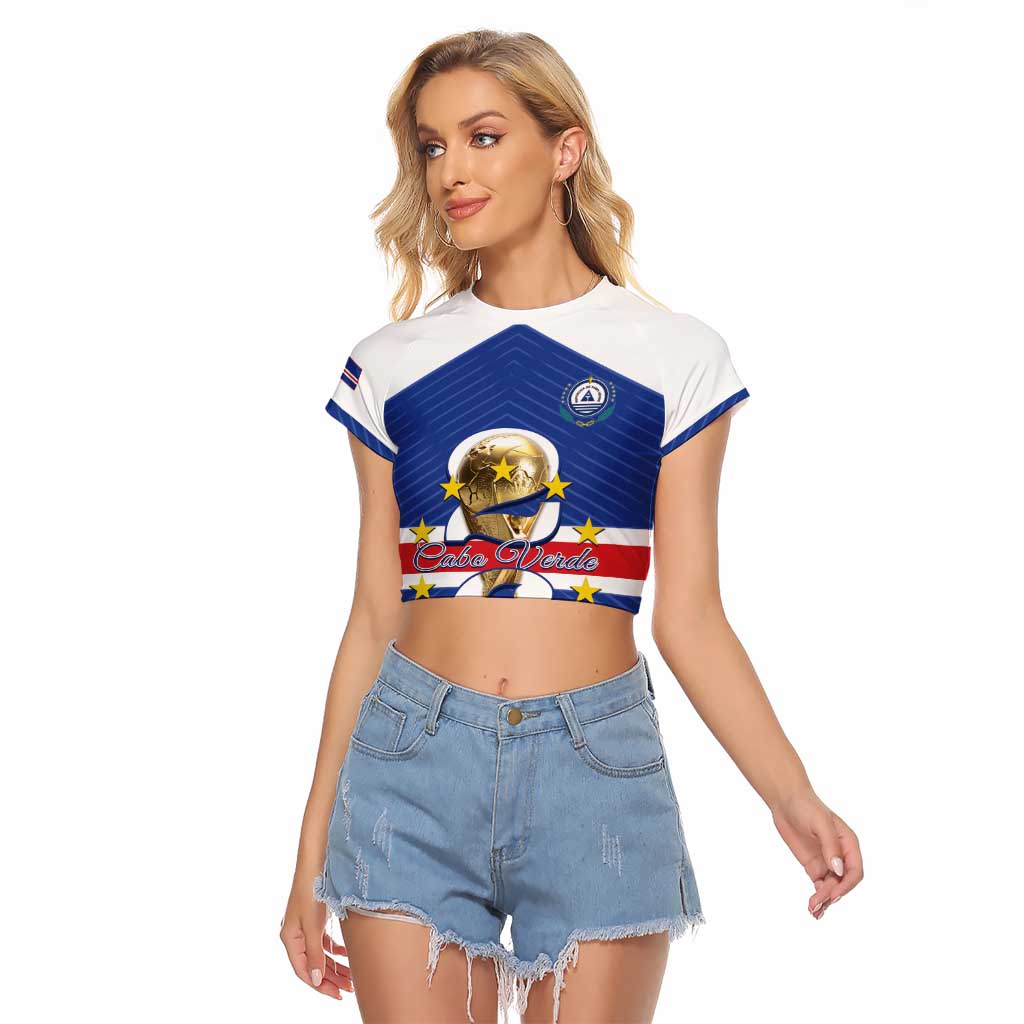Personalized Cape Verde Football Raglan Cropped T Shirt 2026 Tubaroes Azuis First-ever World Cup - Wonder Print Shop