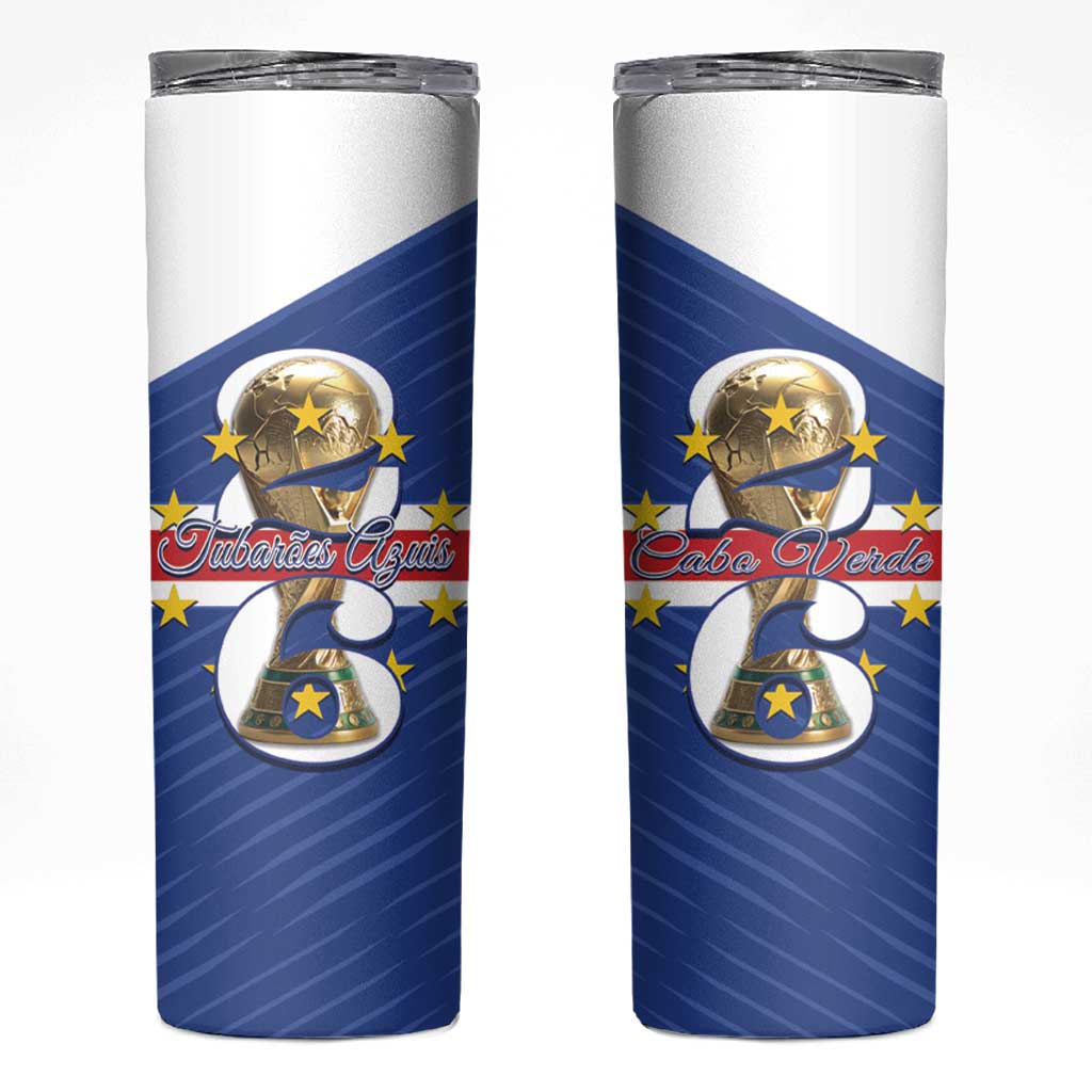 Personalized Cape Verde Football Skinny Tumbler 2026 Tubaroes Azuis First-ever World Cup - Wonder Print Shop
