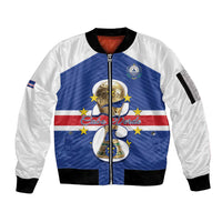 Personalized Cape Verde Football Sleeve Zip Bomber Jacket 2026 Tubaroes Azuis First-ever World Cup - Wonder Print Shop