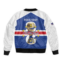 Personalized Cape Verde Football Sleeve Zip Bomber Jacket 2026 Tubaroes Azuis First-ever World Cup - Wonder Print Shop