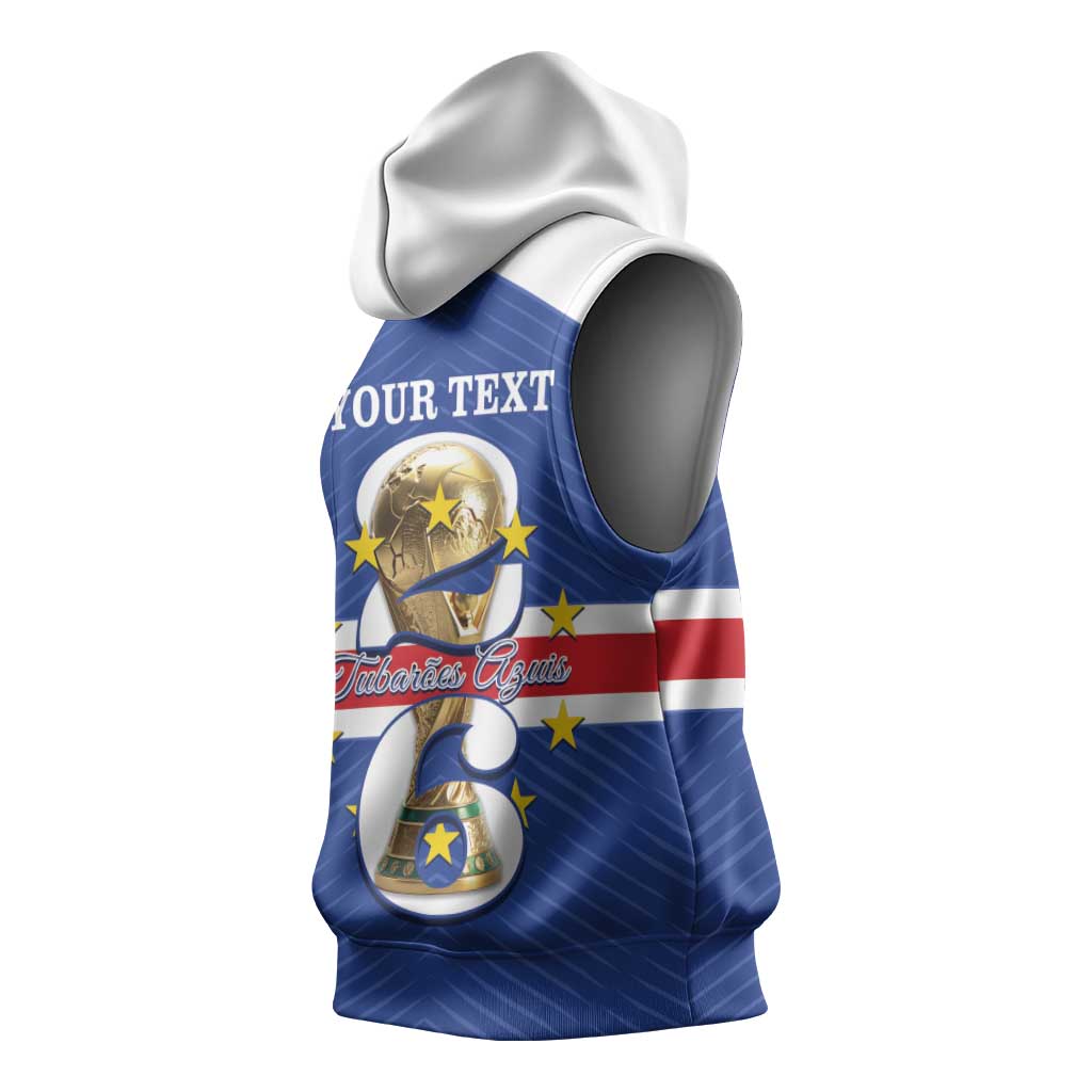 Personalized Cape Verde Football Sleeveless Hoodie 2026 Tubaroes Azuis First-ever World Cup - Wonder Print Shop