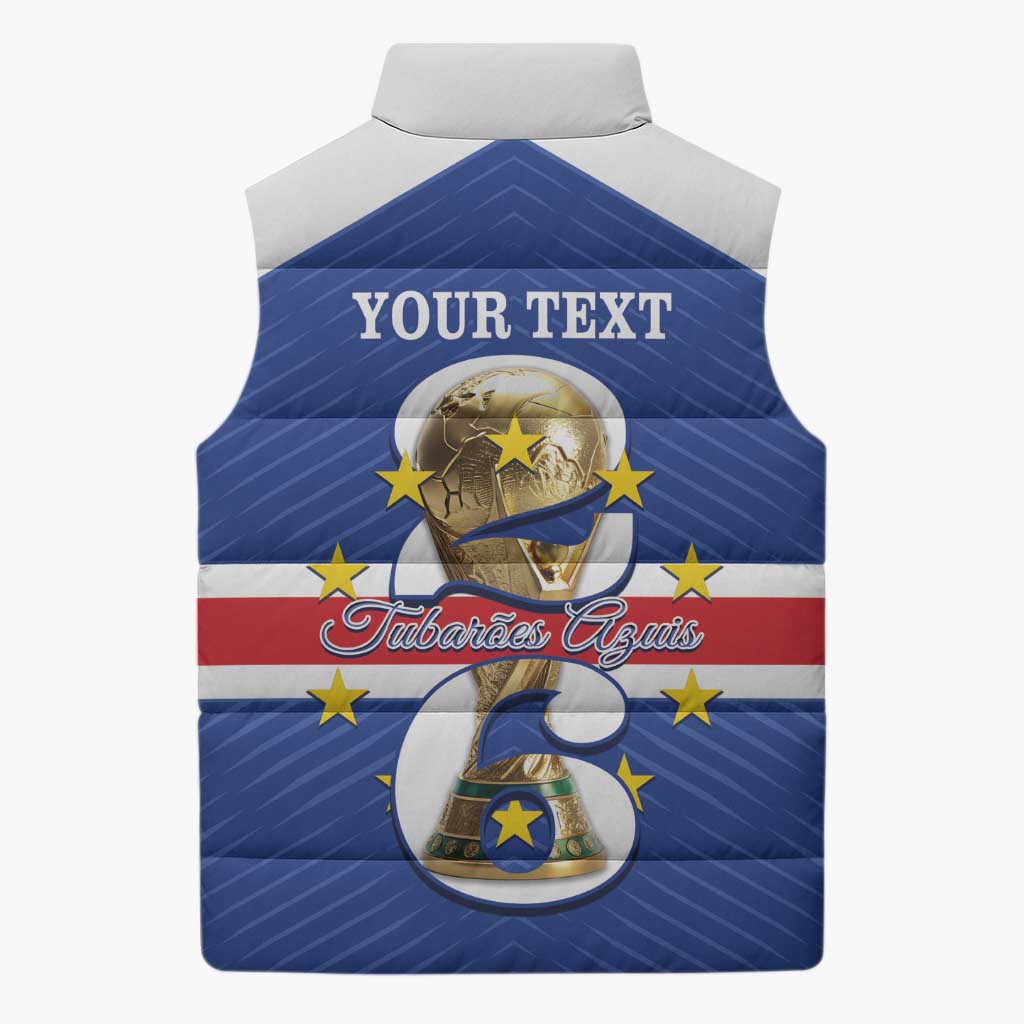Personalized Cape Verde Football Sleeveless Puffer Jacket 2026 Tubaroes Azuis First-ever World Cup - Wonder Print Shop