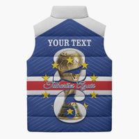 Personalized Cape Verde Football Sleeveless Puffer Jacket 2026 Tubaroes Azuis First-ever World Cup - Wonder Print Shop