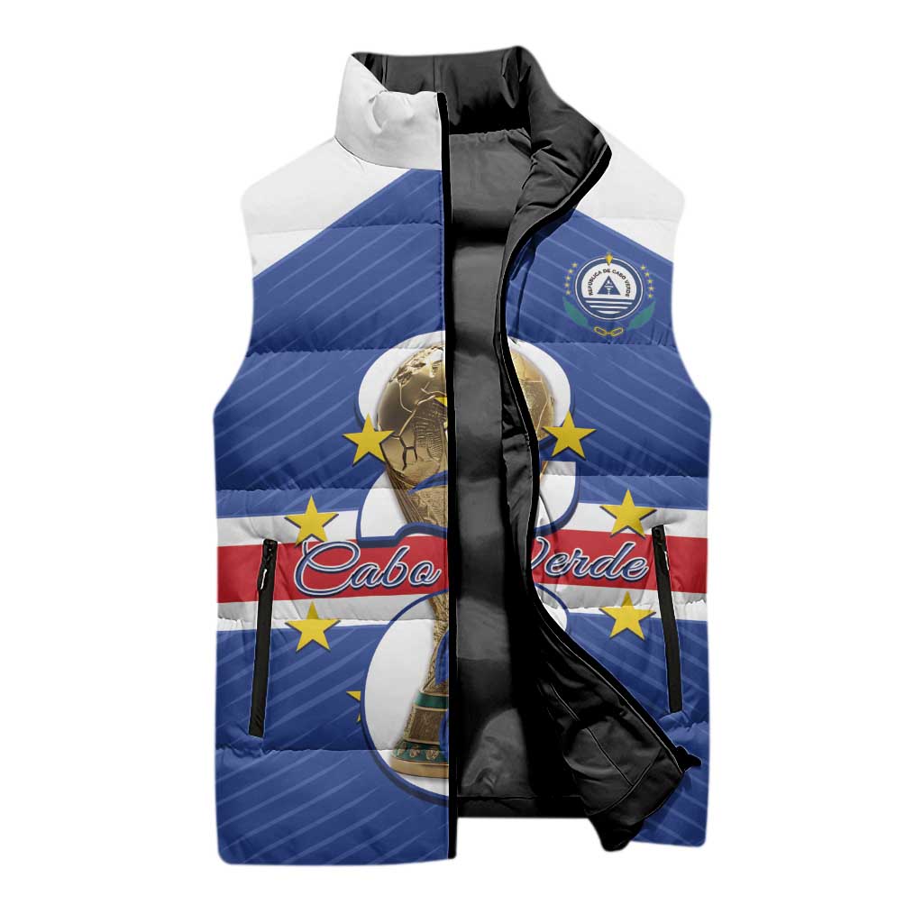 Personalized Cape Verde Football Sleeveless Puffer Jacket 2026 Tubaroes Azuis First-ever World Cup - Wonder Print Shop