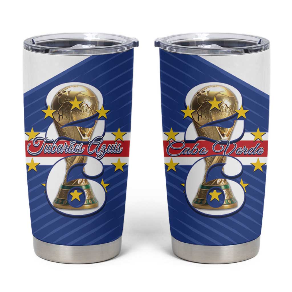 Personalized Cape Verde Football Tumbler Cup 2026 Tubaroes Azuis First-ever World Cup - Wonder Print Shop