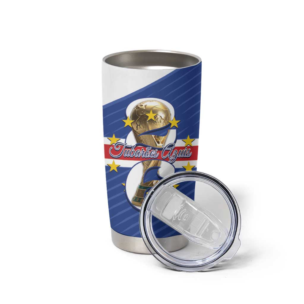 Personalized Cape Verde Football Tumbler Cup 2026 Tubaroes Azuis First-ever World Cup - Wonder Print Shop