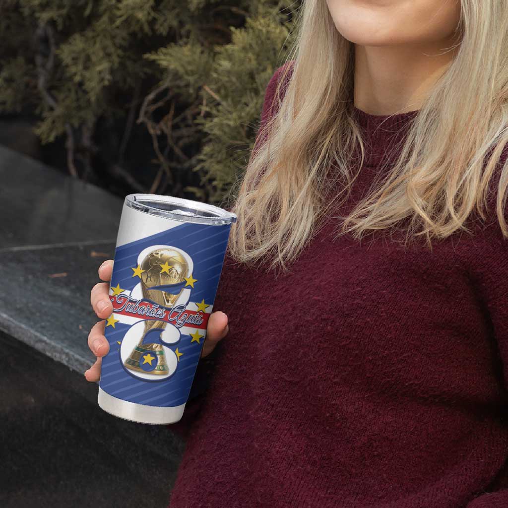 Personalized Cape Verde Football Tumbler Cup 2026 Tubaroes Azuis First-ever World Cup - Wonder Print Shop