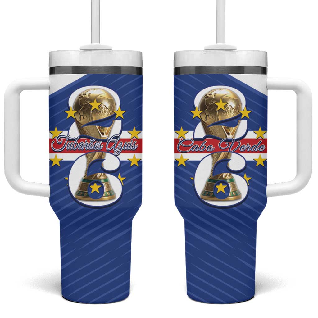 Personalized Cape Verde Football Tumbler With Handle 2026 Tubaroes Azuis First-ever World Cup - Wonder Print Shop