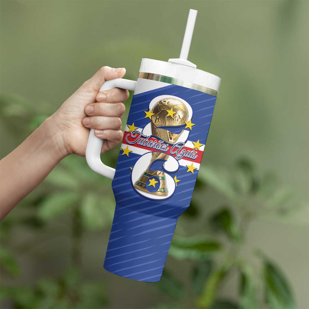 Personalized Cape Verde Football Tumbler With Handle 2026 Tubaroes Azuis First-ever World Cup - Wonder Print Shop