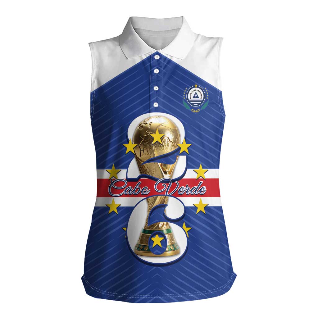 Personalized Cape Verde Football Women Sleeveless Polo Shirt 2026 Tubaroes Azuis First-ever World Cup - Wonder Print Shop