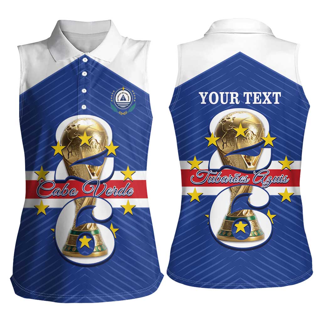 Personalized Cape Verde Football Women Sleeveless Polo Shirt 2026 Tubaroes Azuis First-ever World Cup - Wonder Print Shop