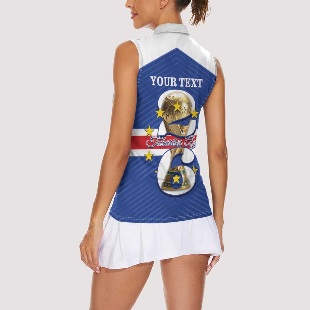 Personalized Cape Verde Football Women Sleeveless Polo Shirt 2026 Tubaroes Azuis First-ever World Cup - Wonder Print Shop