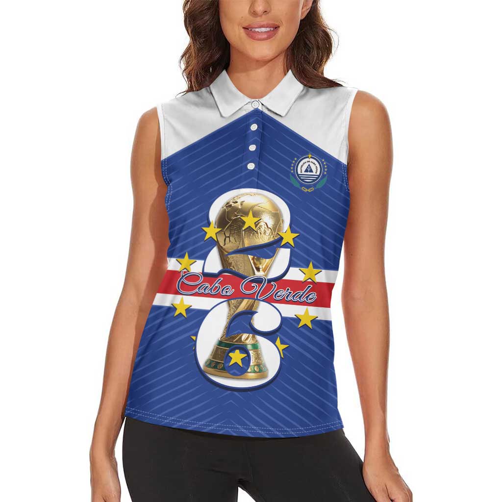 Personalized Cape Verde Football Women Sleeveless Polo Shirt 2026 Tubaroes Azuis First-ever World Cup - Wonder Print Shop