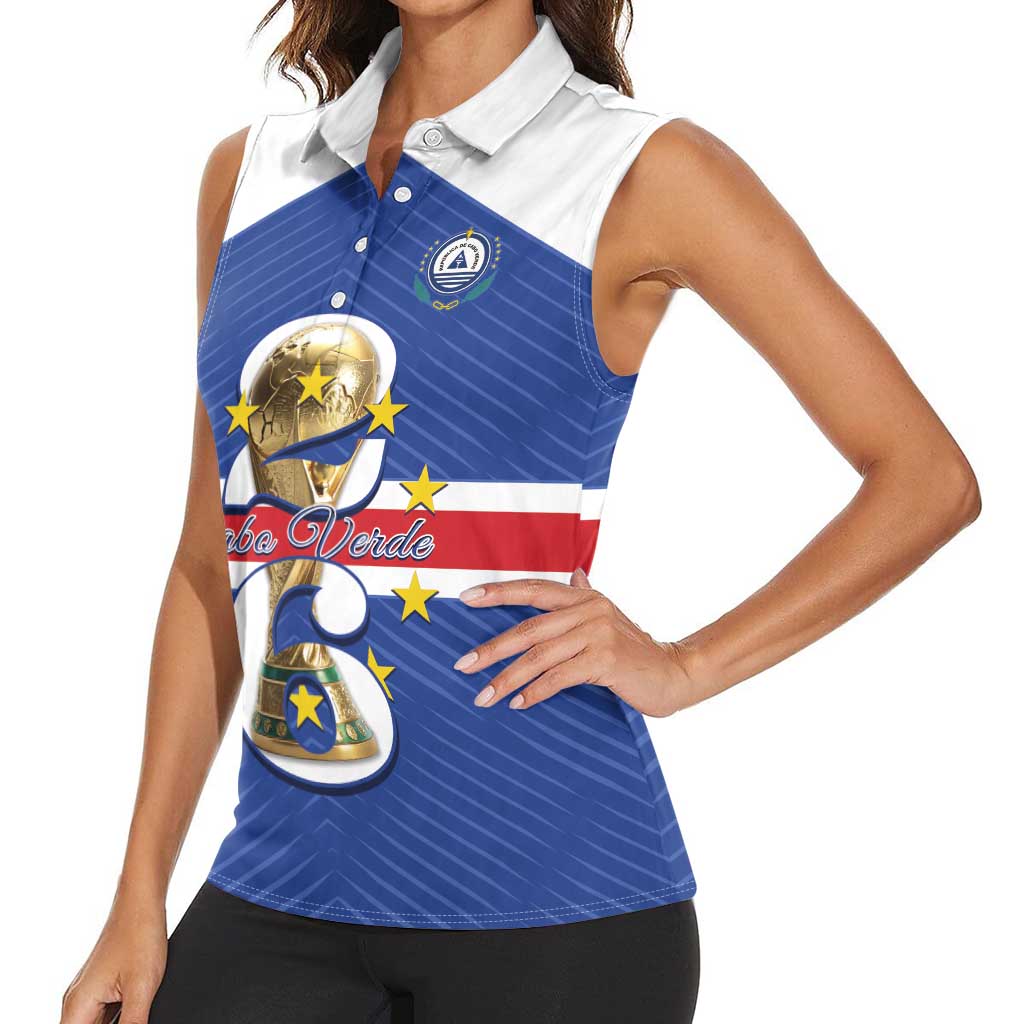 Personalized Cape Verde Football Women Sleeveless Polo Shirt 2026 Tubaroes Azuis First-ever World Cup - Wonder Print Shop
