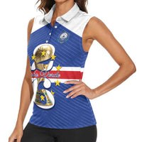 Personalized Cape Verde Football Women Sleeveless Polo Shirt 2026 Tubaroes Azuis First-ever World Cup - Wonder Print Shop