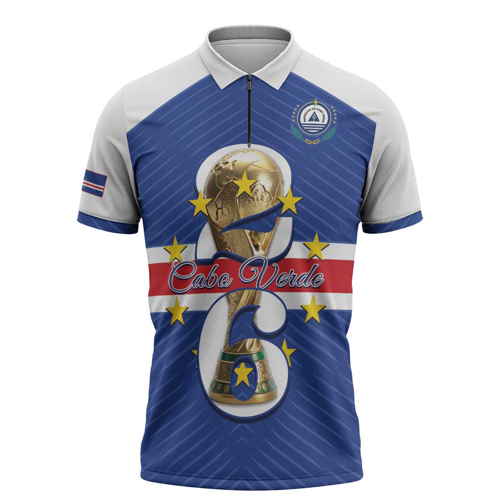 Personalized Cape Verde Football Zipper Polo Shirt 2026 Tubaroes Azuis First-ever World Cup - Wonder Print Shop