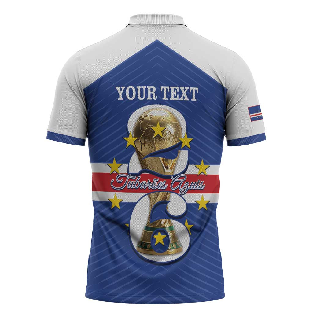Personalized Cape Verde Football Zipper Polo Shirt 2026 Tubaroes Azuis First-ever World Cup - Wonder Print Shop