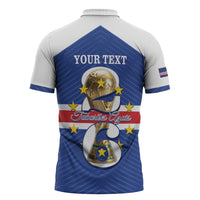 Personalized Cape Verde Football Zipper Polo Shirt 2026 Tubaroes Azuis First-ever World Cup - Wonder Print Shop
