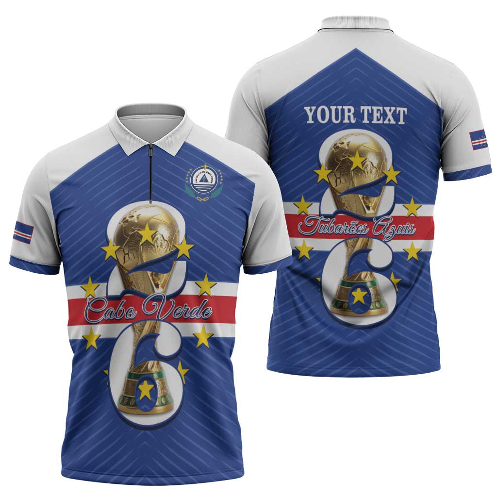 Personalized Cape Verde Football Zipper Polo Shirt 2026 Tubaroes Azuis First-ever World Cup - Wonder Print Shop