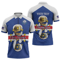 Personalized Cape Verde Football Zipper Polo Shirt 2026 Tubaroes Azuis First-ever World Cup - Wonder Print Shop