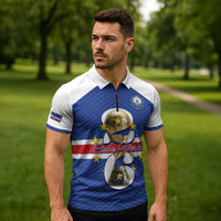 Personalized Cape Verde Football Zipper Polo Shirt 2026 Tubaroes Azuis First-ever World Cup - Wonder Print Shop