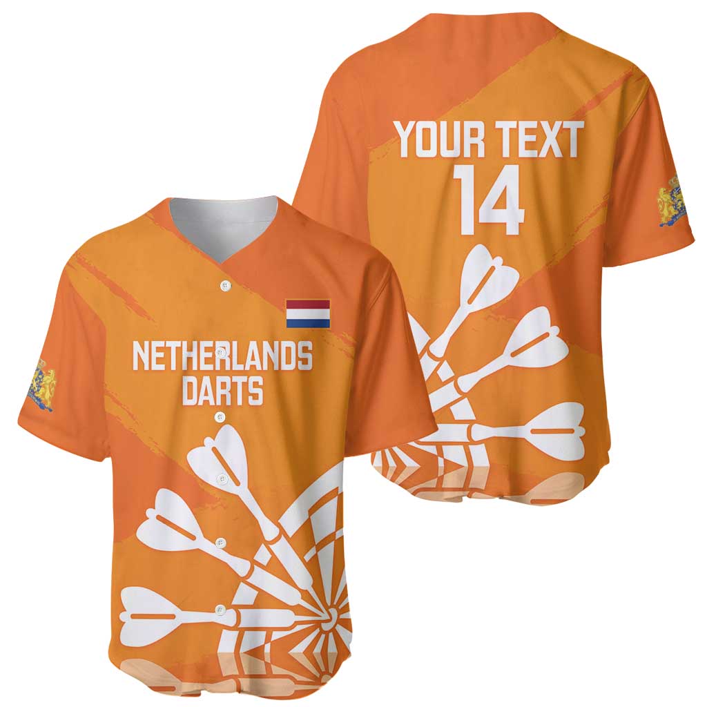 Personalised Netherlands Darts Baseball Jersey Holland National Color - Grunge Style - Wonder Print Shop