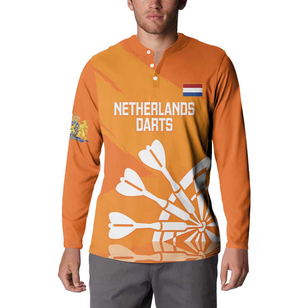 Personalised Netherlands Darts Button Sweatshirt Holland National Color - Grunge Style - Wonder Print Shop