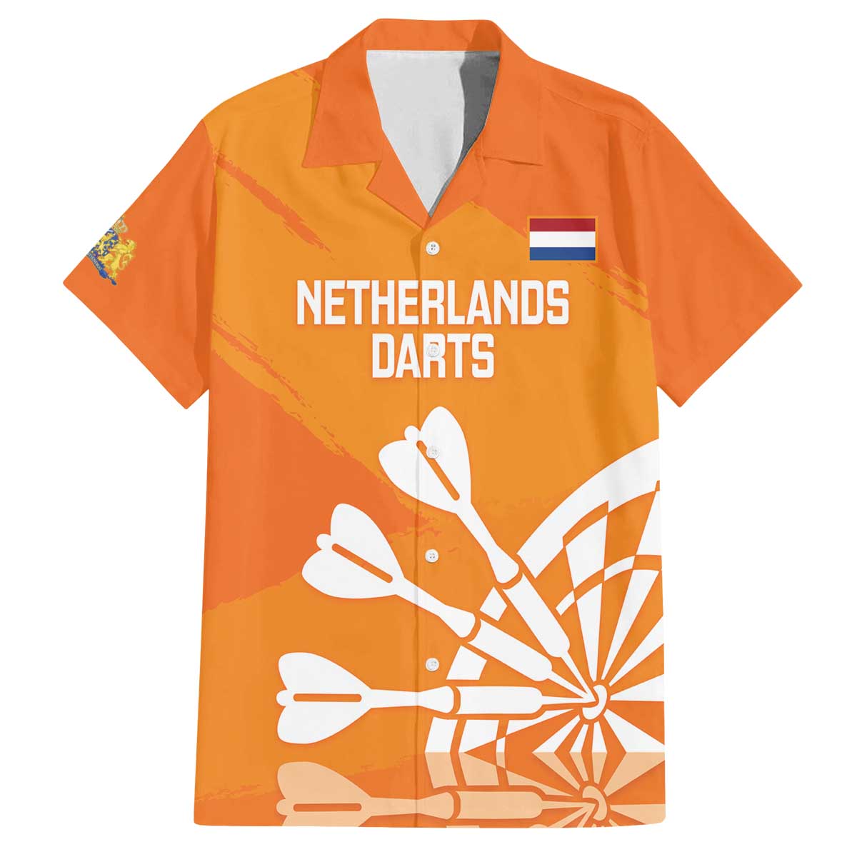 Personalised Netherlands Darts Family Matching Off The Shoulder Long Sleeve Dress and Hawaiian Shirt Holland National Color - Grunge Style - Wonder Print Shop