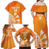 Personalised Netherlands Darts Family Matching Off Shoulder Maxi Dress and Hawaiian Shirt Holland National Color - Grunge Style - Wonder Print Shop