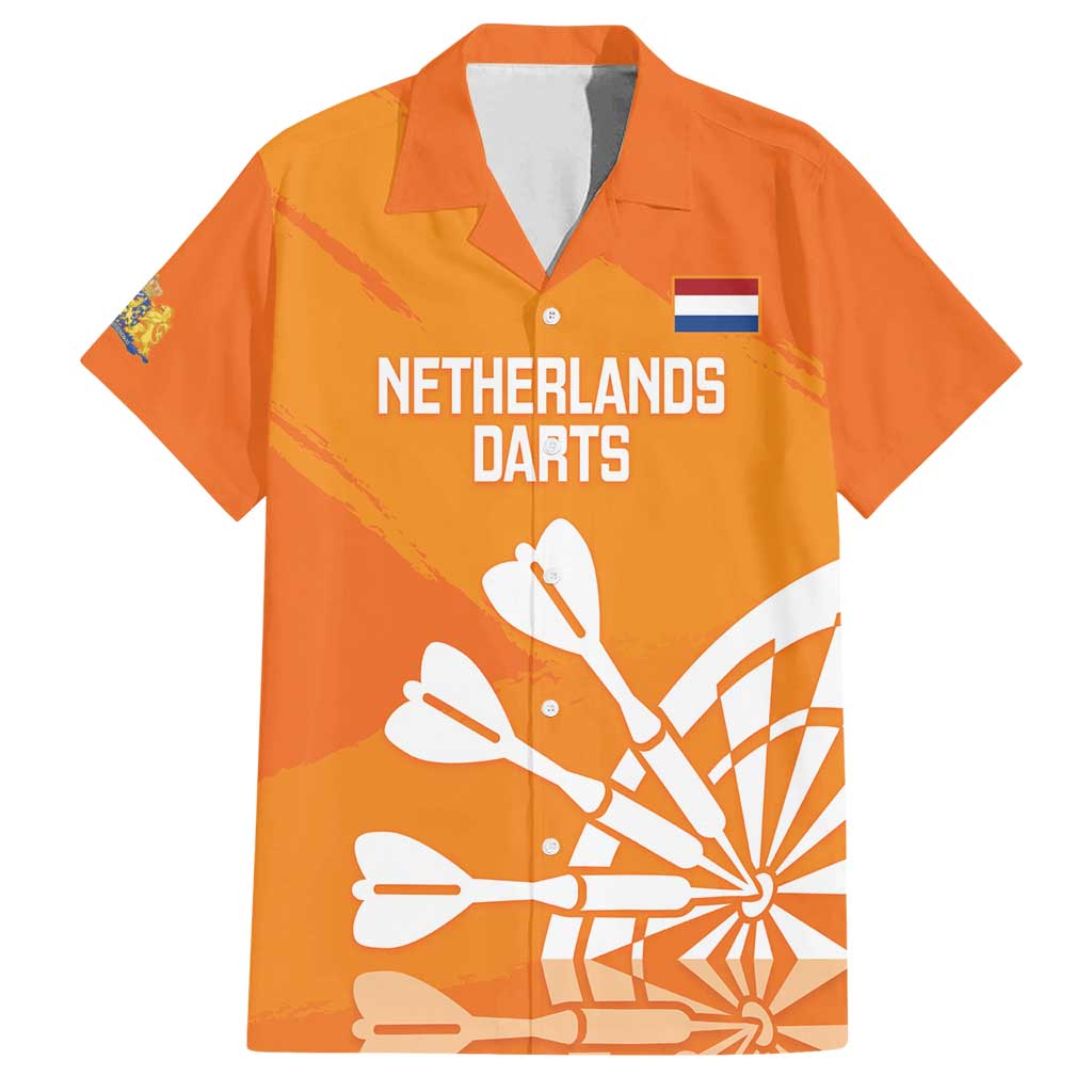 Personalised Netherlands Darts Family Matching Off Shoulder Short Dress and Hawaiian Shirt Holland National Color - Grunge Style - Wonder Print Shop