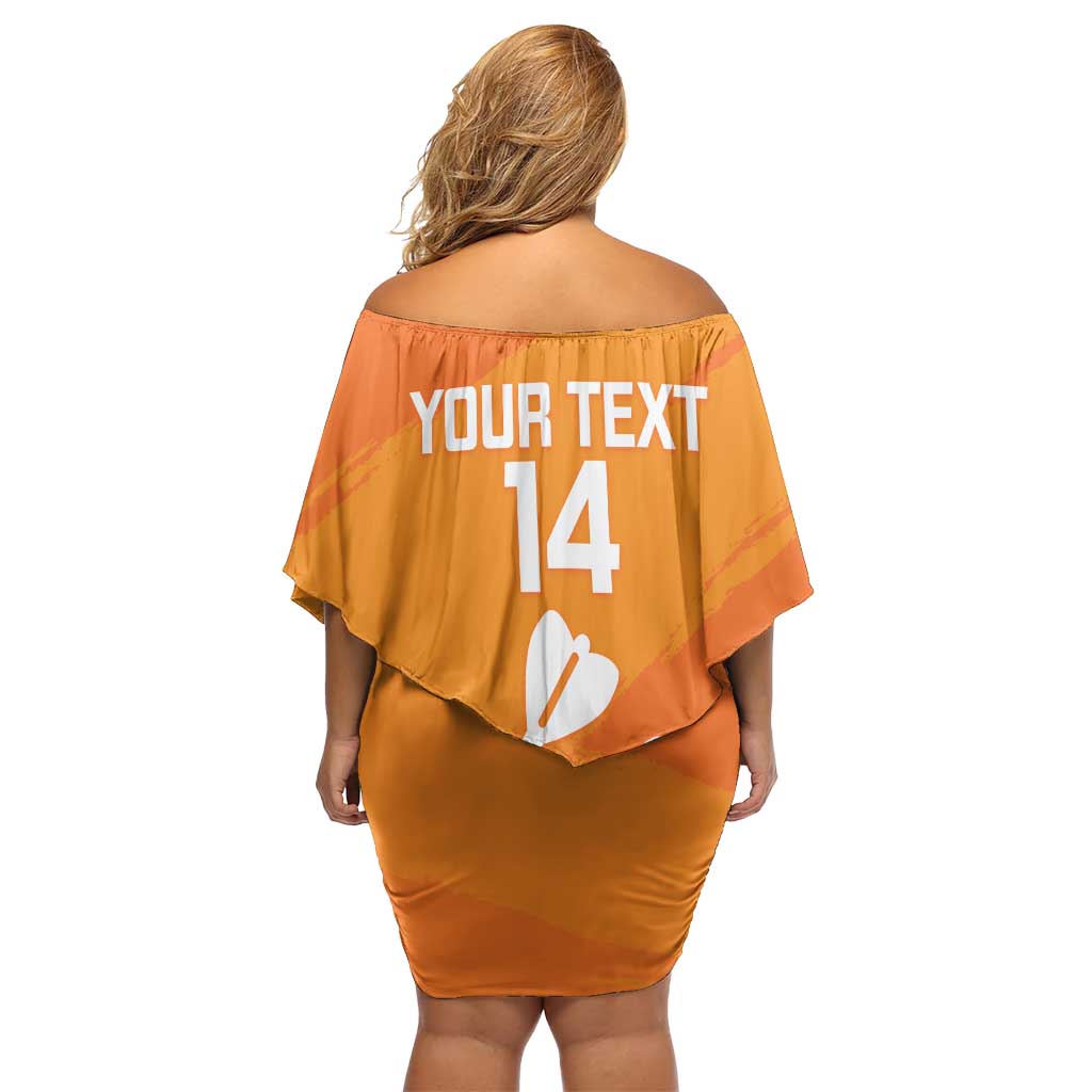 Personalised Netherlands Darts Family Matching Off Shoulder Short Dress and Hawaiian Shirt Holland National Color - Grunge Style - Wonder Print Shop