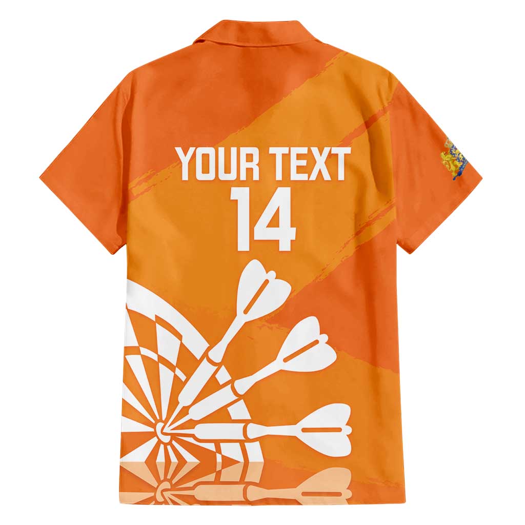Personalised Netherlands Darts Family Matching Short Sleeve Bodycon Dress and Hawaiian Shirt Holland National Color - Grunge Style - Wonder Print Shop