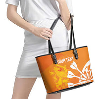 Personalised Netherlands Darts Leather Tote Bag Holland National Color - Grunge Style - Wonder Print Shop