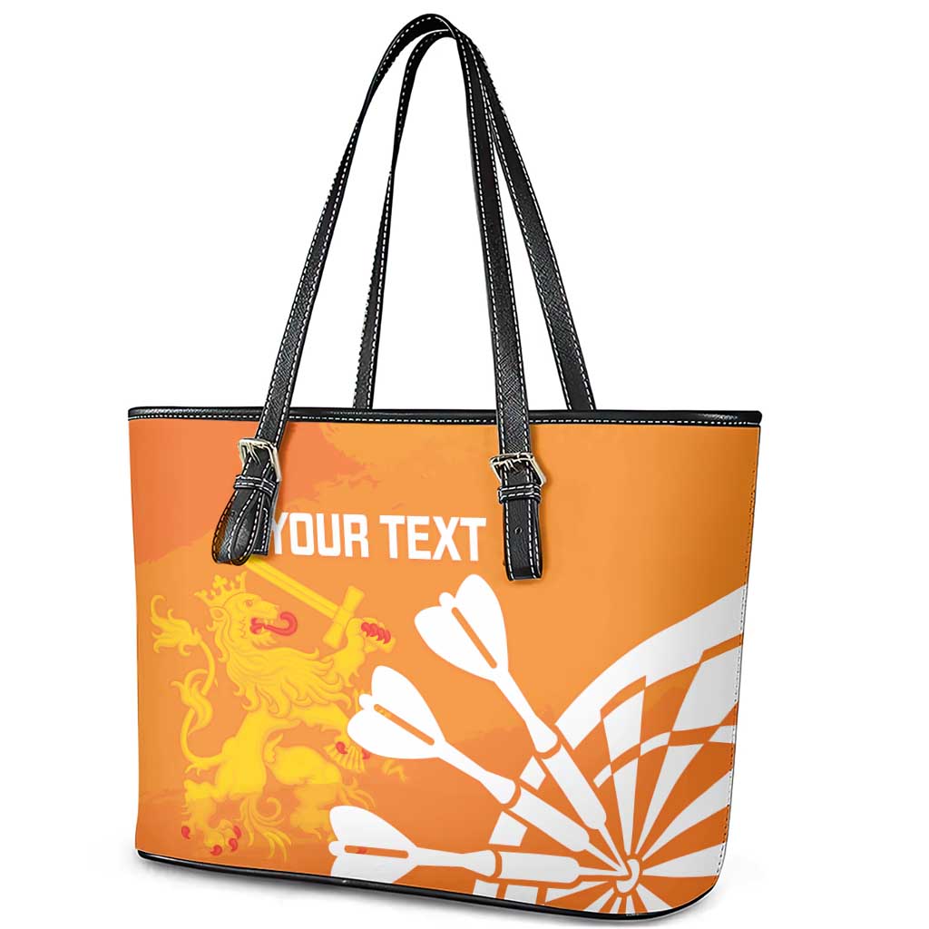 Personalised Netherlands Darts Leather Tote Bag Holland National Color - Grunge Style - Wonder Print Shop