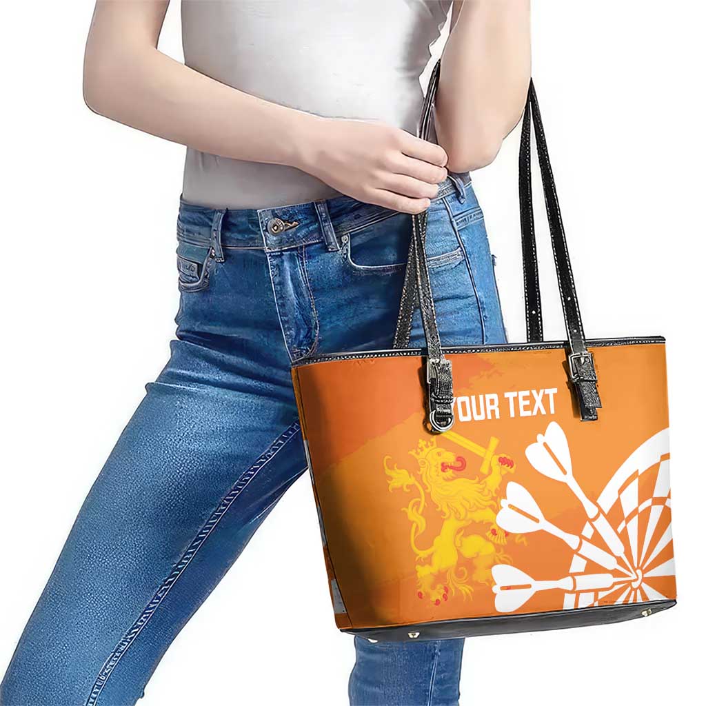 Personalised Netherlands Darts Leather Tote Bag Holland National Color - Grunge Style - Wonder Print Shop