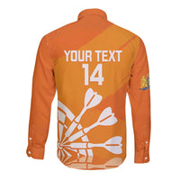 Personalised Netherlands Darts Long Sleeve Button Shirt Holland National Color - Grunge Style - Wonder Print Shop