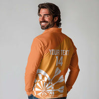 Personalised Netherlands Darts Long Sleeve Polo Shirt Holland National Color - Grunge Style - Wonder Print Shop