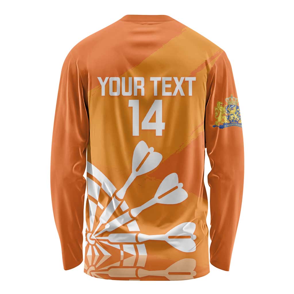 Personalised Netherlands Darts Long Sleeve Shirt Holland National Color - Grunge Style - Wonder Print Shop