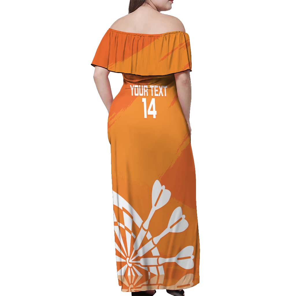 Personalised Netherlands Darts Off Shoulder Maxi Dress Holland National Color - Grunge Style - Wonder Print Shop