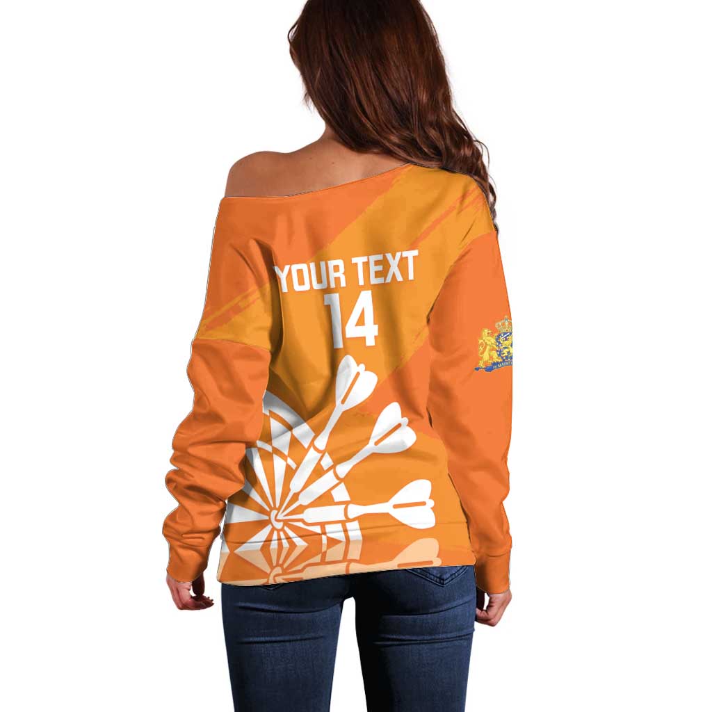 Personalised Netherlands Darts Off Shoulder Sweater Holland National Color - Grunge Style - Wonder Print Shop