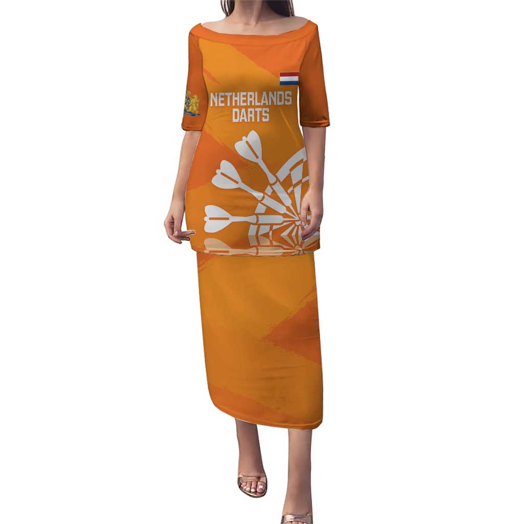 Personalised Netherlands Darts Puletasi Holland National Color - Grunge Style - Wonder Print Shop